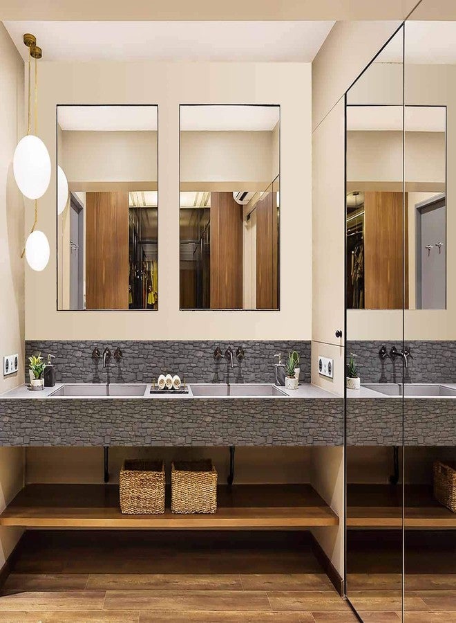 WallDesign ملصق حدودي من WallDesign - بنمط طوب حجري طبيعي - لفة 3 بوصات × 10 أقدام - لتزيين جدران الحمام والمطبخ وغرفة المعيشة - مغلف بطبقة لامعة مقاومة للماء من مادة PVC - Image 5